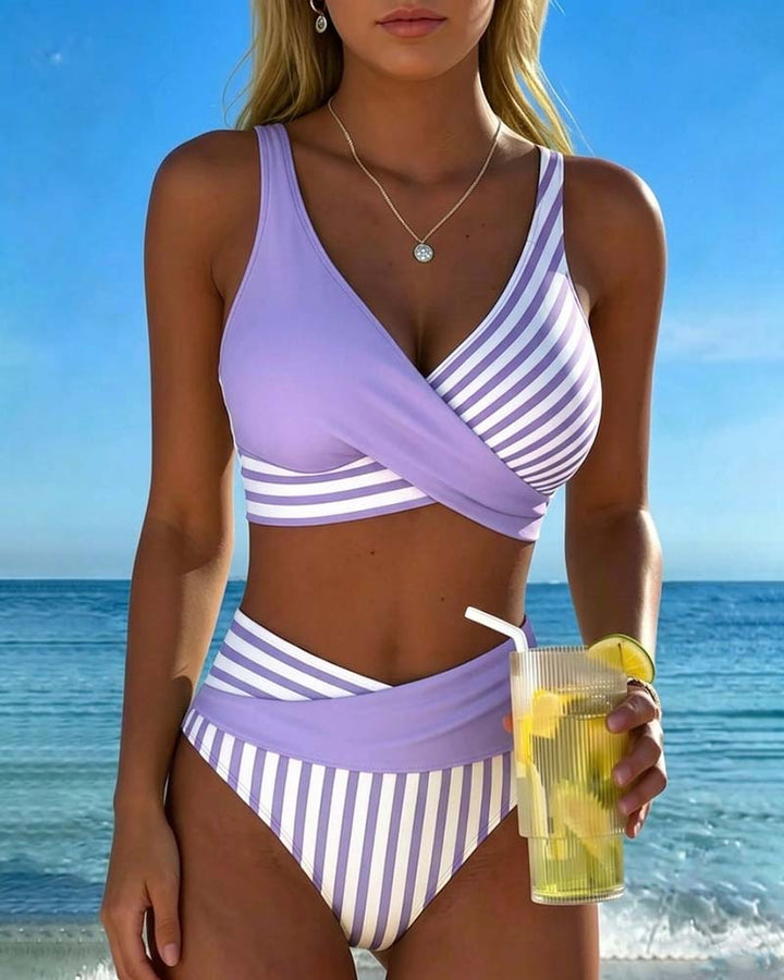 Bikini Prečkan Črtast Tisk
