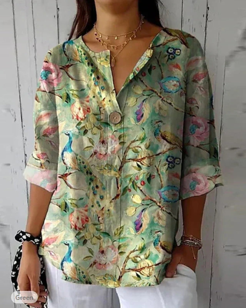 HELEINA - Vintage Cvetlična Bluza