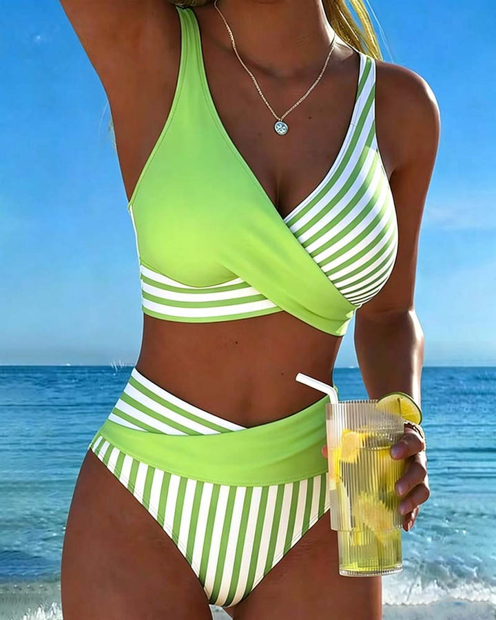 Bikini s križem, črtast