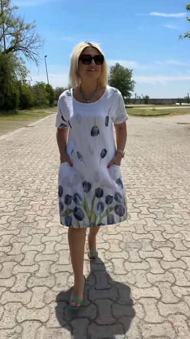 Neya™ - Poletna obleka z okroglim izrezom in čudovitim potiskom