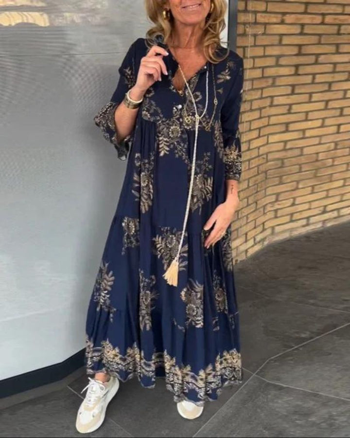 ANNE - VINTAGE CASUAL V-NECK DRESS