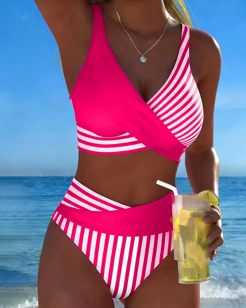 Bikini Prečkan Črtast Tisk