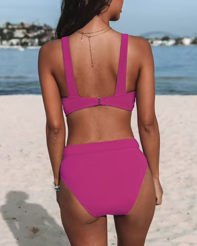 Bikiniji enobarvni visokega pasu