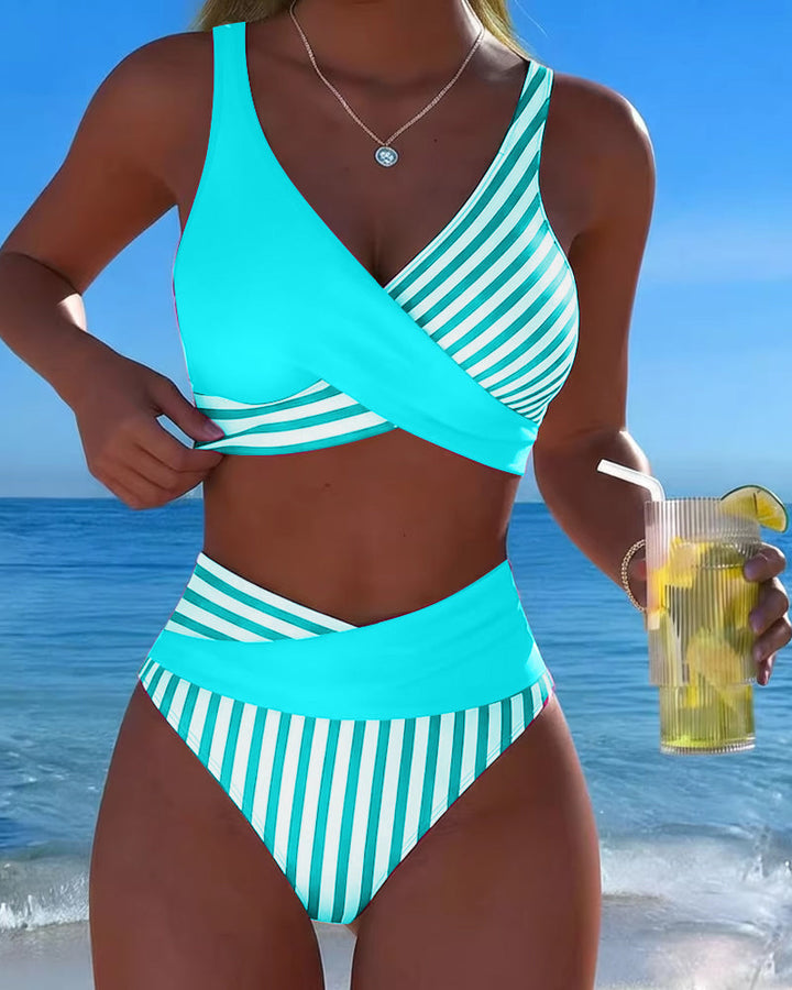 Bikini Prečkan Črtast Tisk