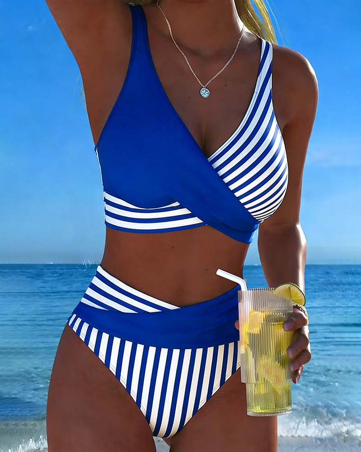 Pleten Bikini z Črtami