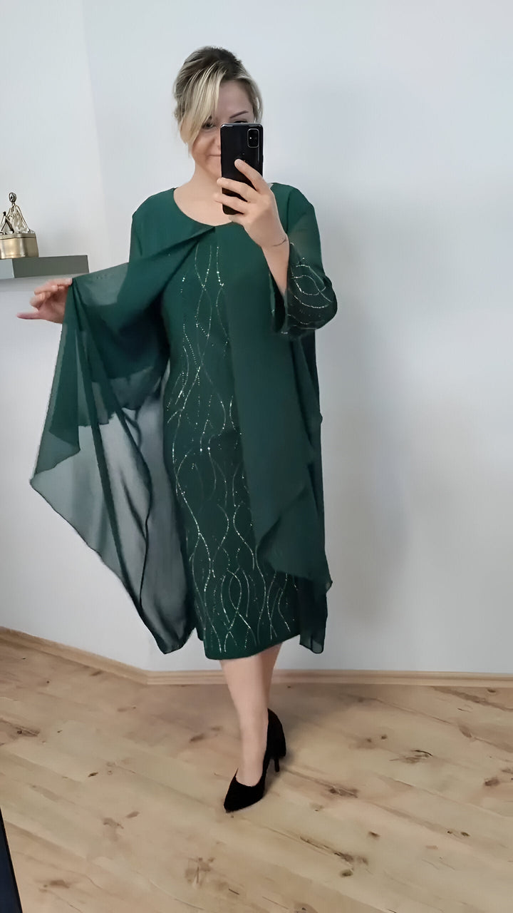 Claudia™ - Elegantna tekoča obleka z nadkritjem