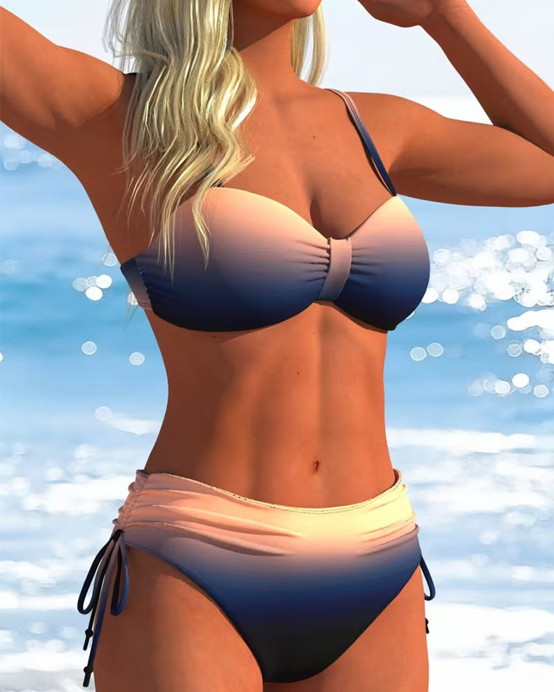 Bikini Motif Dégradé Cordon De Serrage Mode
