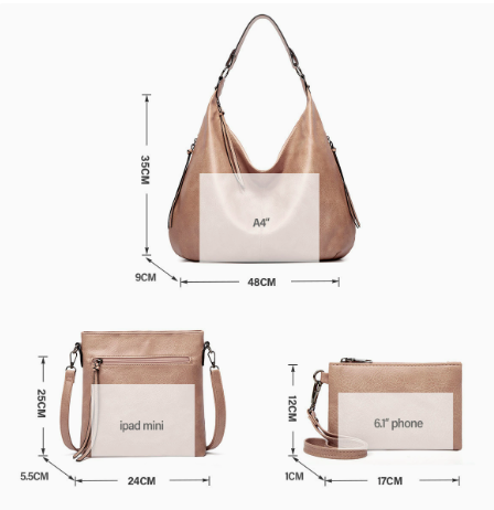 Mekana Slouchy Hobo Torba - 3-delni Set
