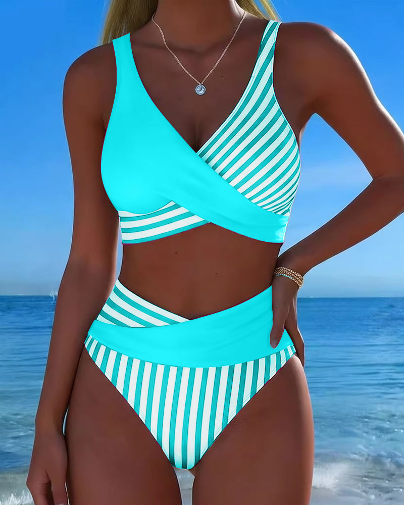 Bikini Prečkan Črtast Tisk