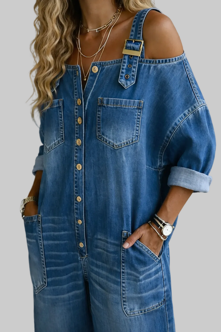 Sophia | Denim kombinezon z razkritimi rameni