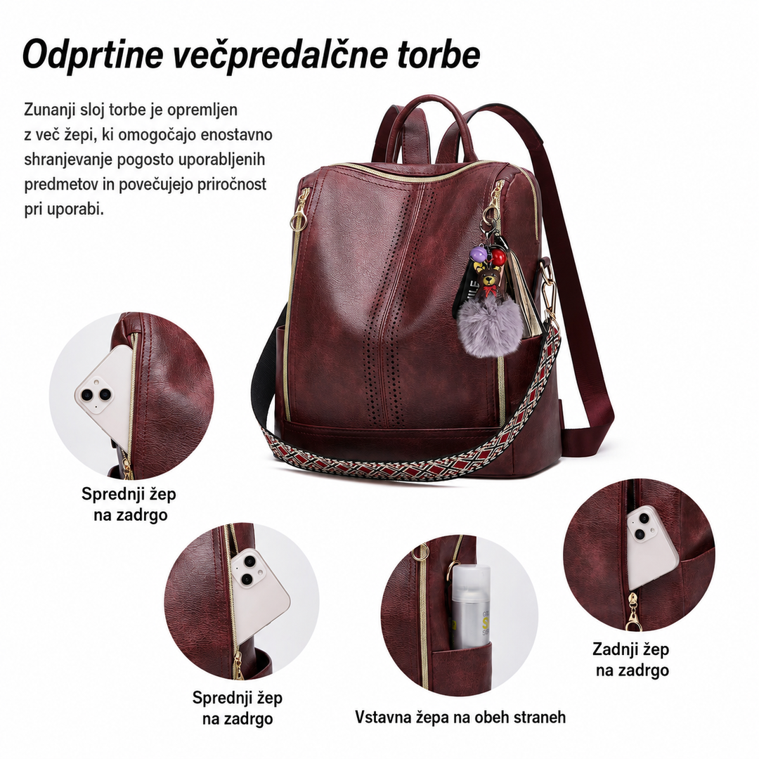 Luksuzni usnjeni 2-v-1 pretvorljiv nahrbtnik + brezplačna torbica