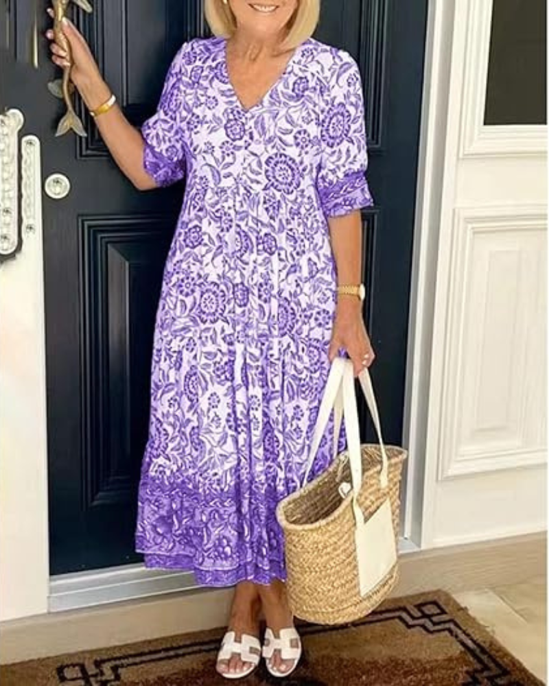 ARIAS - Bohemian V-Neck Dress