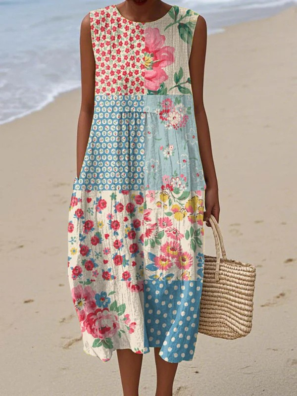 Ana | Midi obleka s patchwork vzorcem
