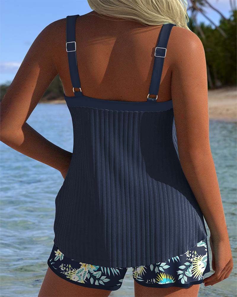 Tankini Črtasti Dva Kosa Plažni Kratki