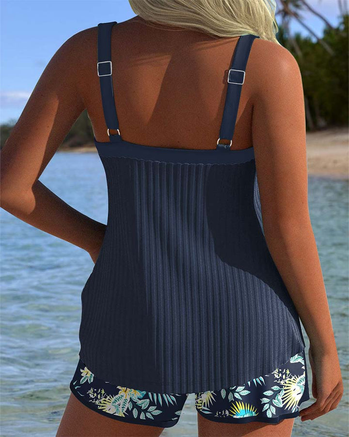 Tankini Črtasti Dva Kosa Plažni Kratki