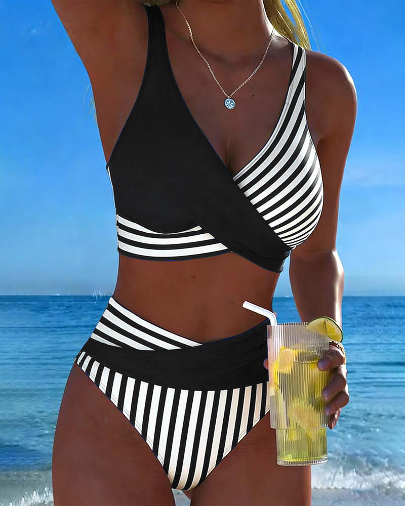 Bikini Prekrižen Črtast