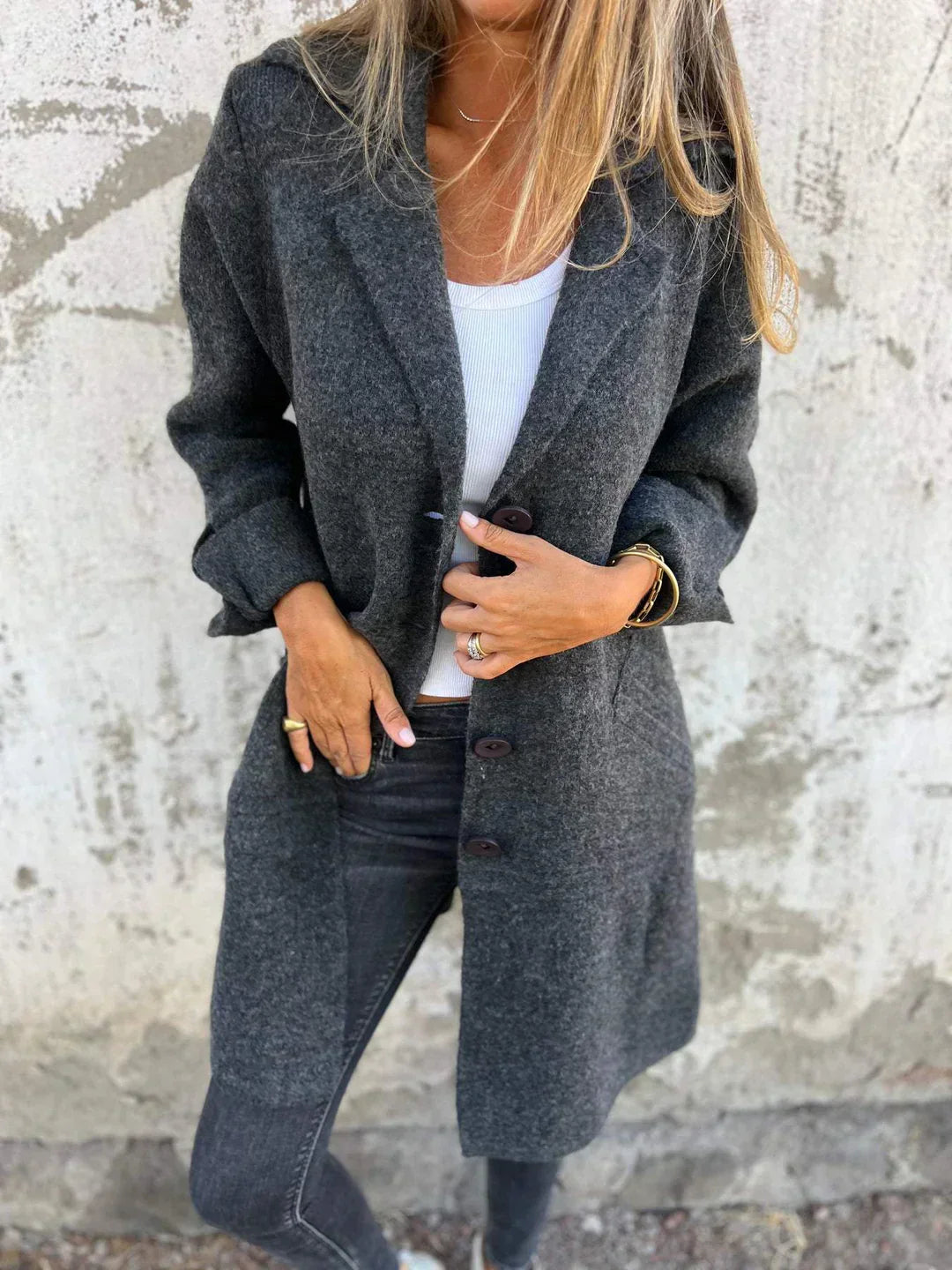 Baylea - Casual Enkelnorč Jas s Volnenim Reverjem