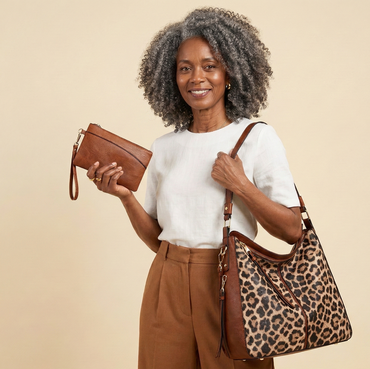 Luksuzni usnjeni set 3-delne hobo torbe